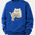 Three Cats Print Relax Fit Sweatshirt
