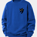 Black Cat Print Relax Fit Sweatshirt