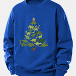 Dinosaur Christmas Tree Print Relax Fit Sweatshirt