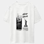 New York City Scenery Print Drop Shoulder Oversize T-Shirt