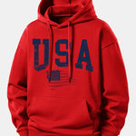 USA Flag Print Relax Fit Hoodie