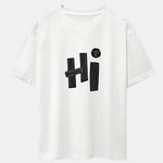 Hi Slogan Lines Print Drop Shoulder Oversize T-Shirt