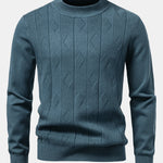 Geometric Jacquard Mock Neck Sweater
