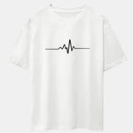 Heartbeat Flatline Print Drop Shoulder Oversize T-Shirt