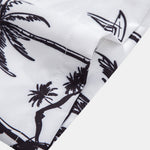 Palm Tree Island Print Button Up Shirt & Drawstring Swim Shorts