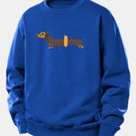 Dachshund With Swimming Ring Print Relax Fit Sweatshirt