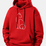 Cat Line Print Relax Fit Hoodie
