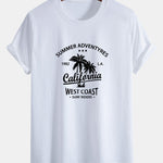 Regular Fit California Palm Tree Print Cotton T-Shirt