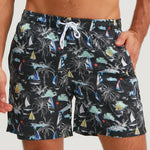 Palm Tree Sailboat Print Swim Shorts
