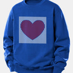 Striped Heart Print Relax Fit Sweatshirt