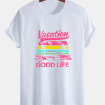 Regular Fit Good Life On Vacation Print Cotton T-Shirt
