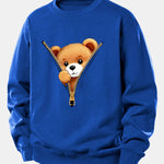 Zipper Bear Print Relax Fit Sweatshirt