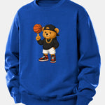 Basketball Bear Print Relax Fit Sweatshirt