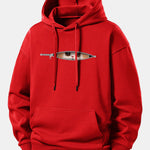 Zipper Cat Print Relax Fit Hoodie