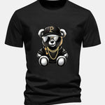 Regular Fit Hip Hop Bear Print Cotton T-Shirt