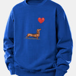 Heart-shaped Balloon Dachshund Print Relax Fit Sweatshirt