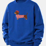 Dachshund Wearing Heart Sweater Print Relax Fit Sweatshirt