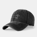 Line Dachshund Print Washed Baseball Cap