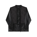 Fake Two Piece Printed Long Sleeve Organza Shirt