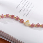 Buddha Stones 925 Sterling Silver Strawberry Quartz Year of the Rabbit Hetian Jade Moonstone Healing Bracelet (Extra 35% Off | USE CODE: FS35)