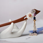 Buddha Stones Red Sandalwood Pink Crystal Charm Healing Hairpin Decorations