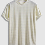 Men's Textured Jacquard Houndstooth Solid Color Round Neck T-Shirt