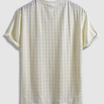 Men's Textured Jacquard Houndstooth Solid Color Round Neck T-Shirt