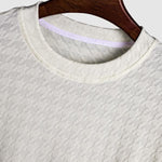Men's Textured Jacquard Houndstooth Solid Color Round Neck T-Shirt