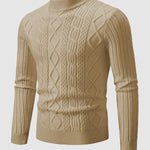 Men's Solid Color Geometric Slim Stand Collar Sweater