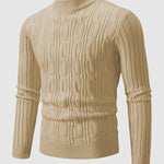 Men's Solid Cable Knit Crew Neck Sweater