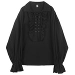 Vintage Ruffled Drawstring Shirt