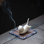 Lovely Cat Panda Ceramic Blessing Incense Burner Decoration