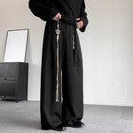 Japanese Retro Button Irregular Loose Straight Trousers