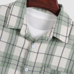 Men's Wool Blend Plaid Casual Slim Fit Short Sleeve Shirt