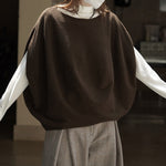 Sleeveless Crew Neck Loose Sweater