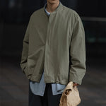 Retro Japanese Style Stand-up Collar Zip-up Jacket