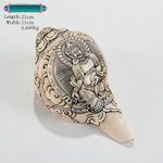 Tibetan Handmade Engraved Shankha Buddha Avalokitesvara Conch Shell Wealth Decoration