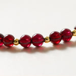 Buddha Stones 14K Gold Plated Natural Garnet Cinnabar Flower Calm Bracelet