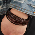 Rustic Braided Leather Men's Bracelet