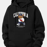 California Bear Print Drawstring Hoodie