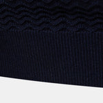 Contrast Textured Jacquard Knit Zip Up Polo Shirt