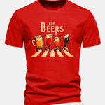 Regular Fit Beer Print Cotton T-Shirt