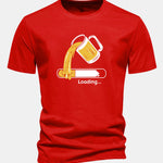 Regular Fit Beer Loading Print Cotton T-Shirt