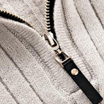 Men's Solid  Cable Casual Zip Stand Collar Sweater