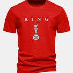 Regular Fit King Chess Print Cotton T-Shirt