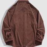 Men's solid color corduroy double pocket casual shirt