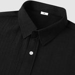 Men's irregular texture striped solid color casual short-sleeved shirt