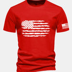 Regular Fit American Flag Print Cotton T-Shirt