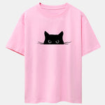 Black Cat Print Drop Shoulder Oversize T-Shirt
