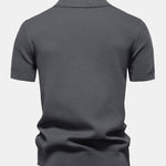 Pineapple Texture Knit V Neck Polo